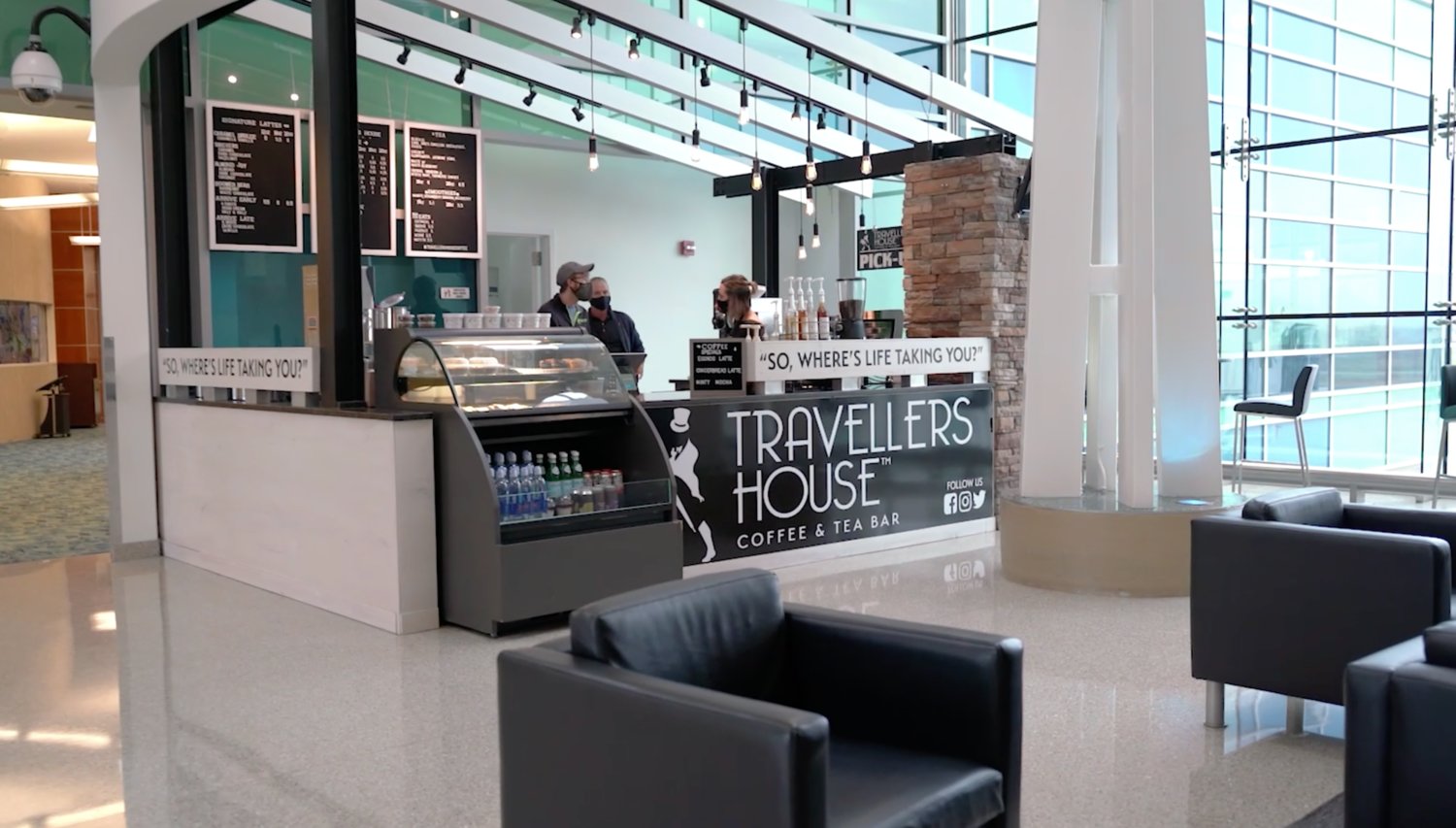 Travellers House is serving up beverages just past the Transportation Security Administration checkpoint.